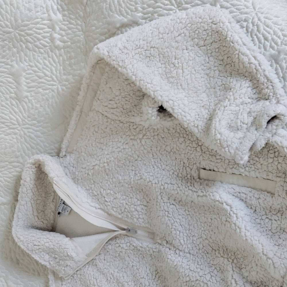 Athleta Cream Sherpa Half-Zip Jacket Medium - Picture 2 of 6